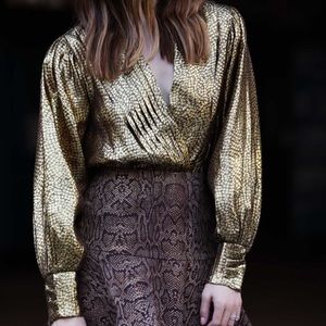 Joie peplum metallic blouse